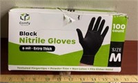 Black Nitrile Gloves-100 Count-Size M