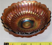 Vtg Amethyst Carnival Glass Stippled Rays Bowl