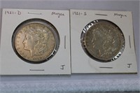 1921 D & S Morgan Dollars