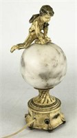 Lamp Light, Alabaster Globe with Boy Jumping Over