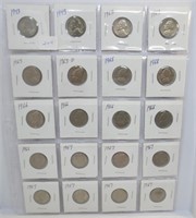 20 Jefferson nickels, mixed dates