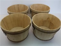 (4) Wooden Buckets w/ Twine Trim & Metal Handles