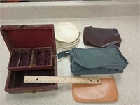 Old Jewelry Box & Key & Pouches