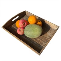 Dark Brown Wooden Tray 16 x 12 for Drinks & Food