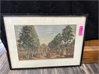 ANTIQUE HAND COLORED ENGRAVING PRINT NOTE