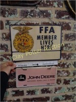 Metal FFA Sign & John Deere Plate