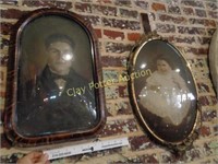 2 Antique Photos with Curved Glass