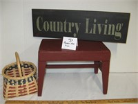Country Decor' Bench Basket Sign