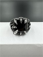 Black Gemstone Biker Ring Size 9