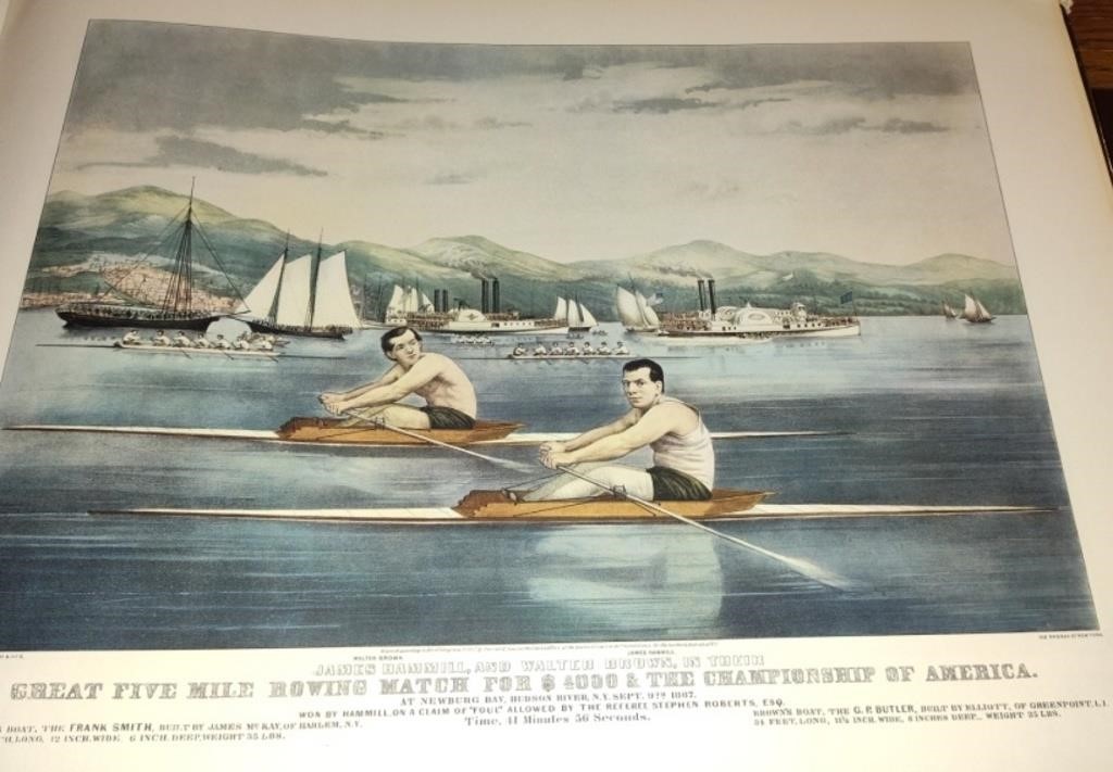 Currier and Ives Great Five Mile Rowing Mat 1867
