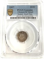 1837 Seated Half Dime, Sm Date PCGS XF Detail