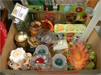 PARTY LITE CANDLE HOLDERS, MULTI COLOR GLASS NIGHT
