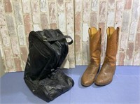 BOOT BAG WITH 1 PAIR BROWN CATSPAW BOOTS