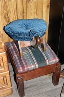 Two Upholstered Footstools