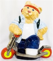 Scooter Cat  Cookie Jar by Clay Art 13"