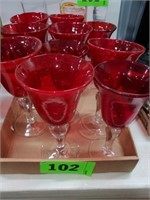 FLAT OF RED WATER GOBLETS