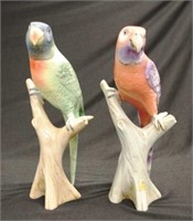 Two large Royal Dux Parrots