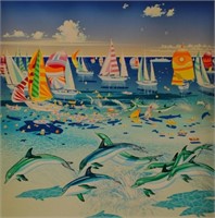 Hiro Yamagata "Dolphins"  embossed serigraph