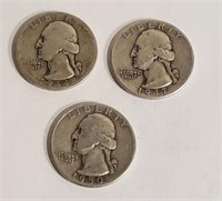 1944, 1947 D, 1950 D Washington Quarters
