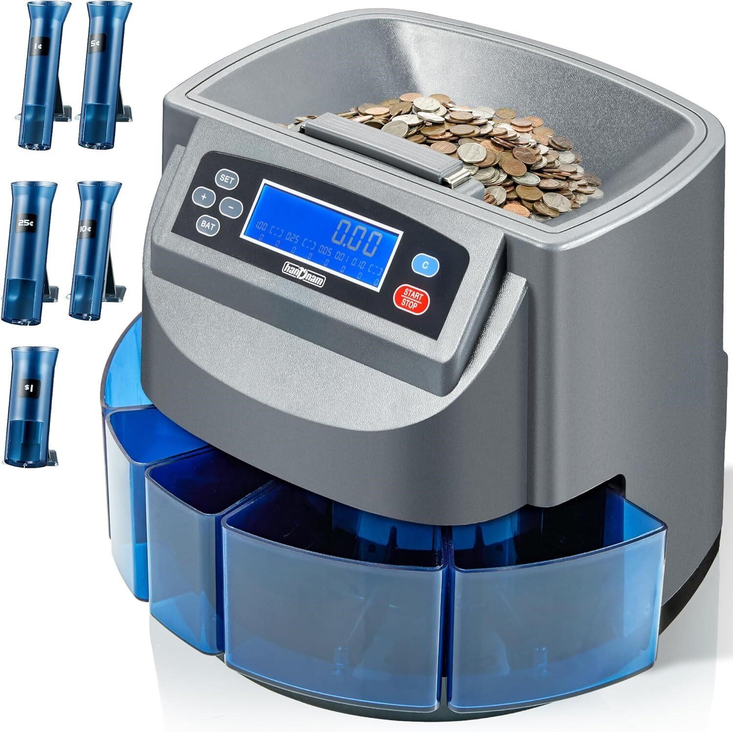 Coin Counter  Sorts 270 Coins/Min  LCD Display