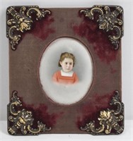 Antique Victorian Painting in Metal Frame