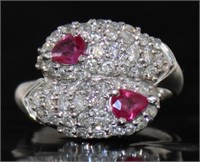 Platinum 1.59 ct Natural Ruby & Diamond Ring