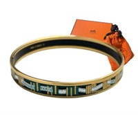 Hermes Enamel Ribbon Bangle Bracelet