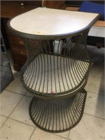 Pair of metal side tables w/stone top, approx