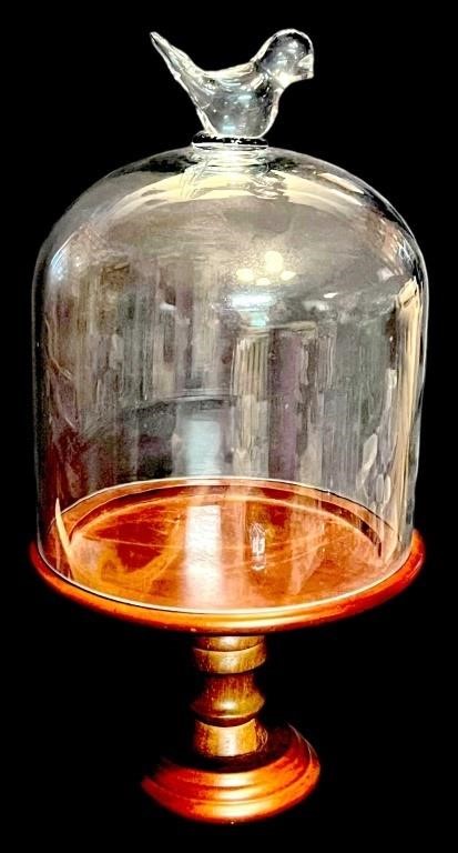 Glass Dome/Wood Pedestal