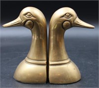 PAIR OF 6'' BRASS GOOSE HEAD BOOKENDS