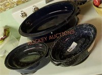 Vintage enamel ware roaster pans