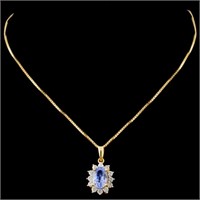 18K Gold Pendant 1.21ct Tanzanite & 0.21ctw Diam