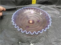 Vintage Purple Opalescent Footed Bowl 7&1/2" x 2"