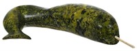 Inuit Narwhal Carving, Green Soapstone