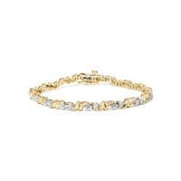 10k Gold-pl .50ct Diamond Double Wave Bracelet