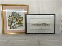2 FRAMED AND MATTED  PRINTS