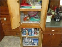 All tupperware and other items in cabinet