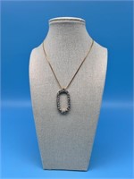 Iridescent Rhinestone Necklace W/ Gold Tone Chain