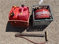 Gas Cans, Tire Pump, Crates