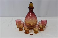 Fenton Vintage Amberina Coin Dot Cordial Set