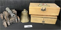 Bronze Bell, Decorative Cannon, Wooden Boxes.