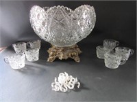 Crystal Punch Bowl & Cups