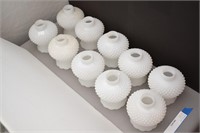 (10) Hobnail  White Milk Glass Globes/Shades