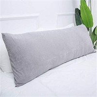 Full Body Pillow  Velour  20x54 Inches  Grey