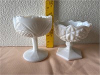 Kemple Milk Glass Pedestal Bowls