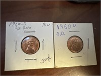 Qty 2 - 1960D Lincoln Pennies