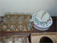 Flat of Vintage Libby's Glasses & Holiday Plates