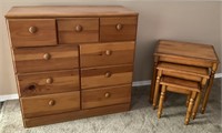Wood Dresser and Nesting Tables