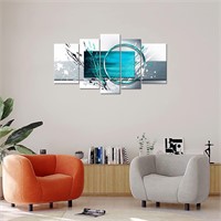 NEW $55 Turquoise Abstract Wall Art 5 Piece