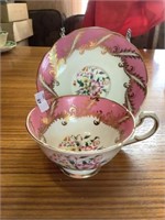 Paragon pink and gold floral cup and saucer
